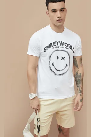 Smileyworld Men Typography Printed Round Neck Cotton T-shirt