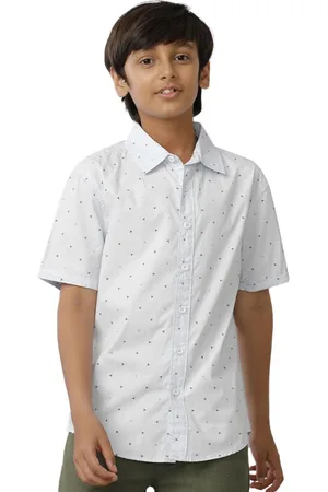 UNDER FOURTEEN ONLY Boys Spread Collar Conversational Printed Cotton Casual Shirt