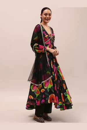 KALKI Fashion Floral Printed Beads And Stones Anarkali Kurta With Trousers And Dupatta