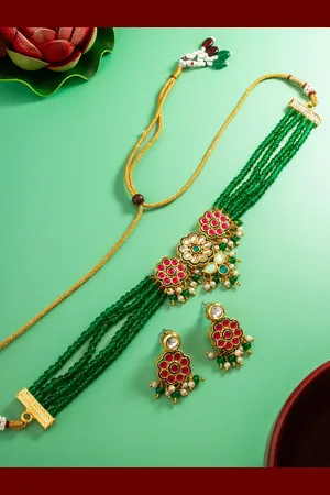 Aadita Kundan-Studded Necklace & Earrings