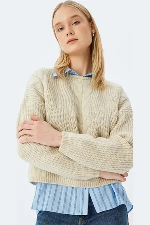 Koton Women Cable Knit Pullover Sweaters