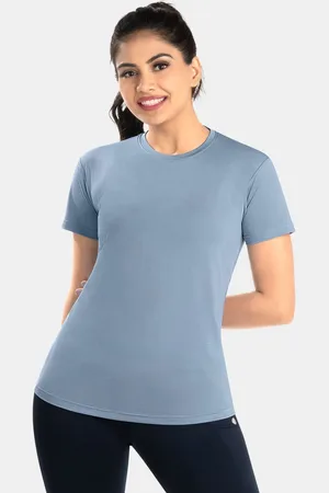 Dermawear Women Solid Round Neck T-Shirt