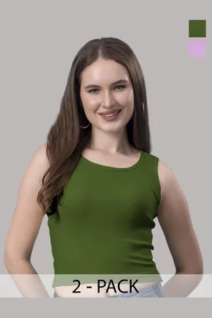 Friskers Women Pack of 2 Cotton Tank Crop Top