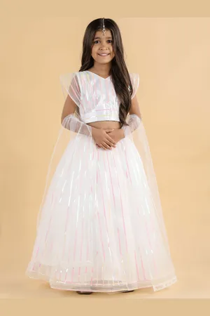 BAESD Girls Embellished Net Ready to Wear Lehenga & Blouse With Dupatta