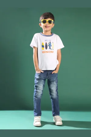 TALES & STORIES Boys Blue Slim Fit Light Fade Stretchable Denim Jeans