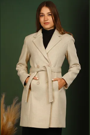 Chemistry Women Double-Breasted Notched Lapel Trench Coat With Belt