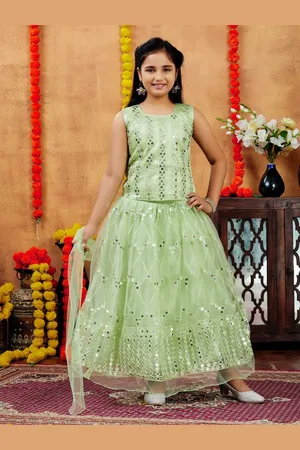 BAESD Girls Embellished Sequinned Ready to Wear Lehenga With Blouse & Dupatta