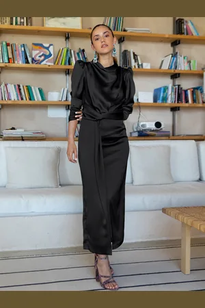 HERE&NOW Women Cowl Neck Blouson Maxi Dress