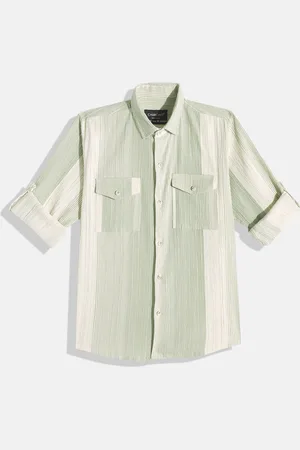 CHARCHIT Boys Comfort Textured Striped Pure Cotton Casual Shirt