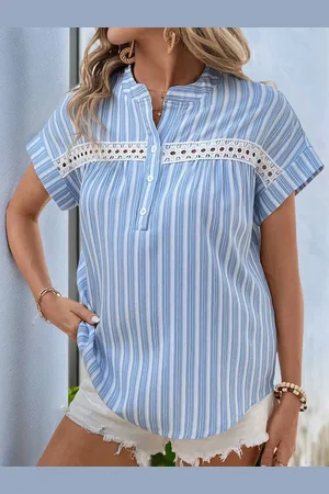 Stylecast Women Striped Mandarin Collar Shirt Style Top