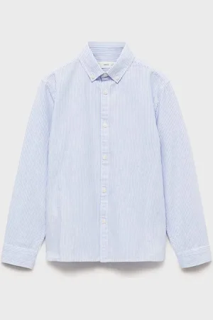 MANGO Boys Opaque Striped Pure Cotton Casual Shirt