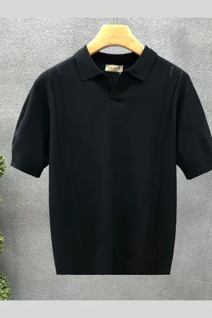 HERE&NOW Men Solid Polo Collar T-shirt