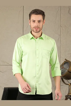 Cobb Men Slim Fit Spread Collar Solid Cotton Casual Shirt