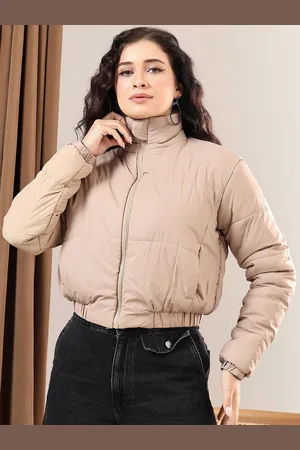 KOTTY Women Mock Collar Solid Casual Puffer Insulator Jacket