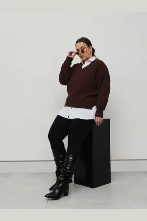 CURVY STREET Women Cable Knit Pullover