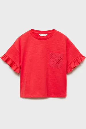 MANGO Heathered Top with Schiffli Embroidered Patch Pocket