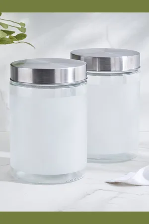 Home Centre Louvre Arcade Transparent Glass Storage Jar - 1.2L
