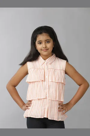 UNDER FOURTEEN ONLY Girls Striped Shirt Style Top