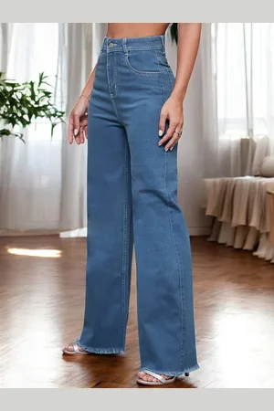 Miss Chase Women Malibu Breeze Wide Leg High-Rise Stretchable Jeans