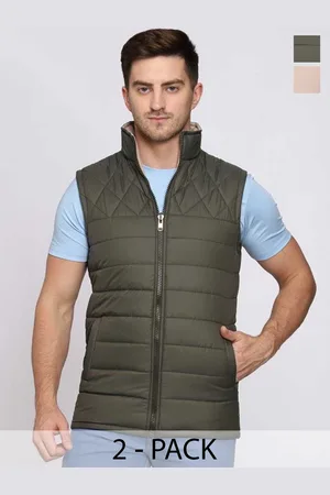 Mark Men Mock Solid Collar Reversible Gilet Jacket