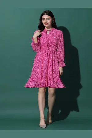 Moda Rapido Women Animal Printed Tie-Up Neck Fit and Flare Midi Dress