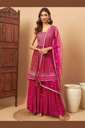 Chhabra 555 Ethnic Motifs Embroidered Anarkali Kurta With Sharara And Dupatta