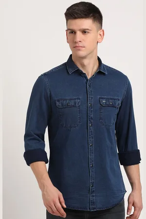 Turtle Men Relaxed Slim Fit Denim Cotton Casual Shirt