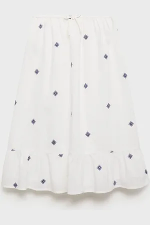 MANGO Kids Girls Embroidered Detail Skirt