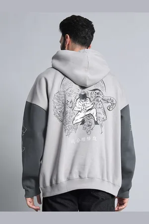 COMICSENSE Jujutsu Kaisen Anime Printed Oversized Drop Shoulder Hoodie Sweatshirt