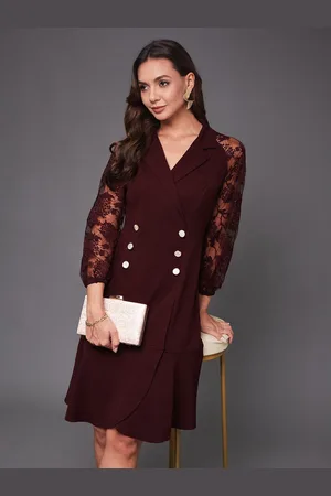 Miss Chase Women Fit & Flare Cuffed Sleeves Dress