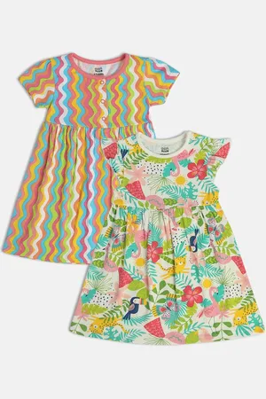 MINI KLUB Girls Pack Of 2 Floral Printed Pure Cotton A-Line Dress