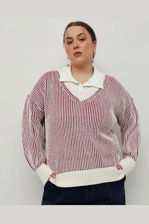 CURVY STREET Women Striped Pullover