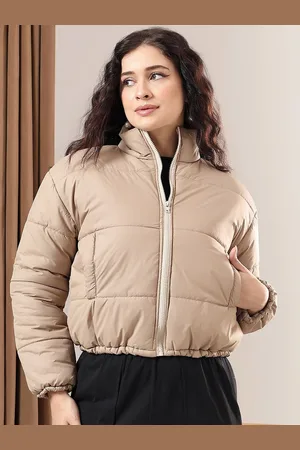 KOTTY Women Mock Collar Solid Casual Puffer Insulator Jacket