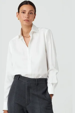 BAESD Women Oversized Fit Spread Collar Solid Cotton Formal Shirt