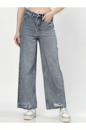 Cosmic Women Mid-Rise Flared Heavy Fade Pure Cotton Jeans