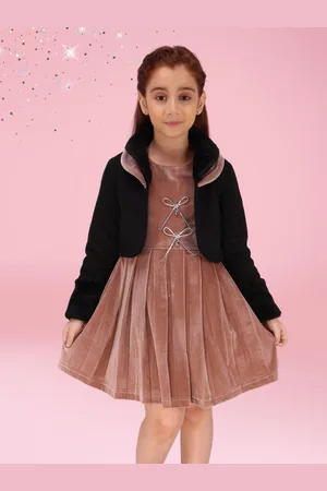 CUTECUMBER Girls Velvet Fit & Flare Dress With Jacket