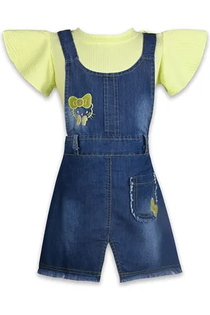 Wish Karo Girls Graphic Print Dungarees With Top