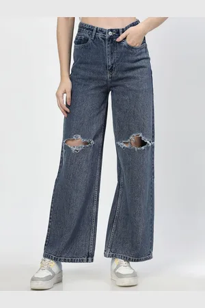 Cosmic Women Flared High-Rise Slash Knee Light Fade Pure Cotton Jeans