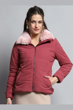 Monte Carlo Women Spread Collar Solid Casual Parka Lightweight Jacket