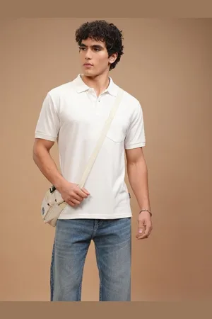 Highlander Men Solid Polo Collar Cotton T-shirt