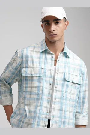 Highlander Men Printed Checked Stylized Pocket Oversized Overshirt