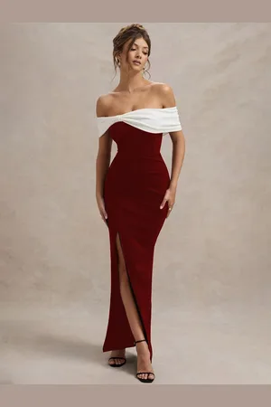 clafoutis Women Off-Shoulder Bodycon Maxi Dress