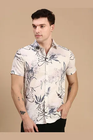 Classic Polo Men India Slim Fit Spread Collar Floral Printed Cotton Casual Shirt