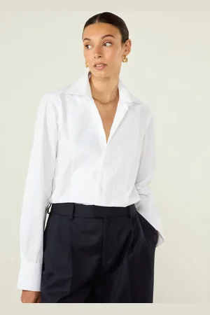 BAESD Women Oversized Fit Cutaway Collar Textured Cotton Formal Shirt