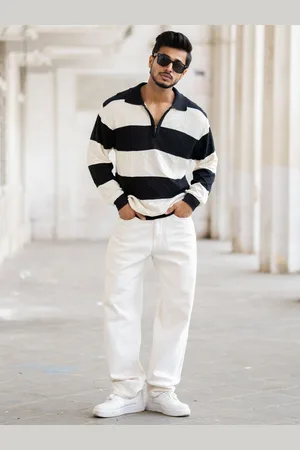 Powerlook Men Striped Polo Collar T-shirt