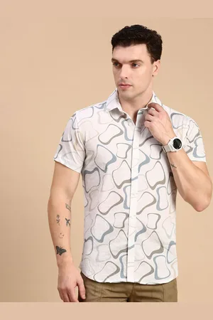 Classic Polo Men India Slim Fit Spread Collar Abstract Printed Cotton Casual Shirt