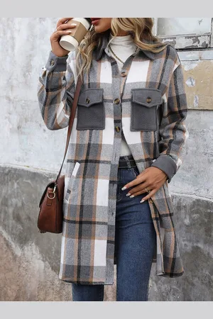 DressBerry Checked Longline Shirt Style Top