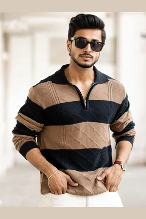 Powerlook Men Striped Polo Collar T-shirt