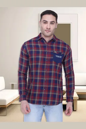 Kuons Avenue Men Burgundy Smart Slim Fit Checked Casual Shirt