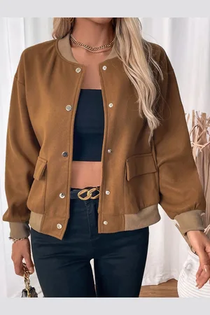 DressBerry Women Stand Collar Solid Casual Tailored Jacket